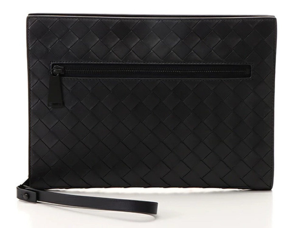 BOTTEGA VENETA Clutch Bag Shoulder Intrecciato Black Leather SJ